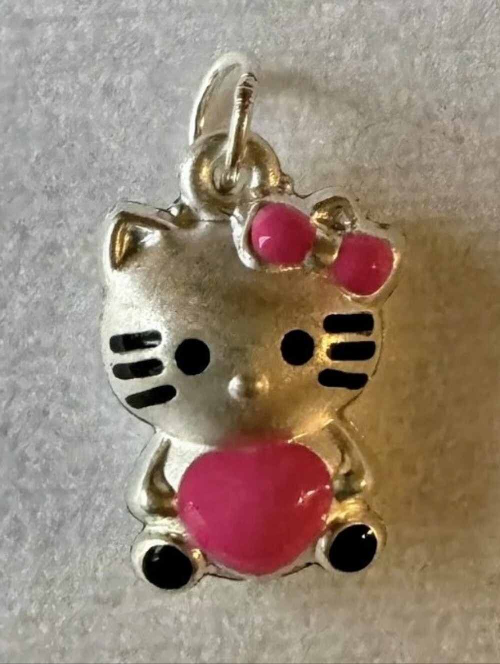 925 Sterling Silver Pink Kitten Charm